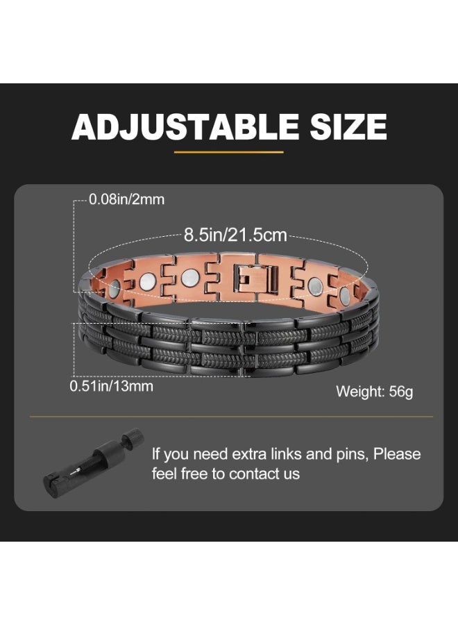 أسوار النحاس المغناطيسية للرجال ، سوار النحاس النقي بنسبة 99.9٪ مع مغناطيسات قوة فائقة ، أسوار الأسار القابلة للتعديل 8.6 بوصة ، هدية عيد ميلاد ، هدية عطلة ، 1 جهاز كمبيوتر شخصي - Image 2